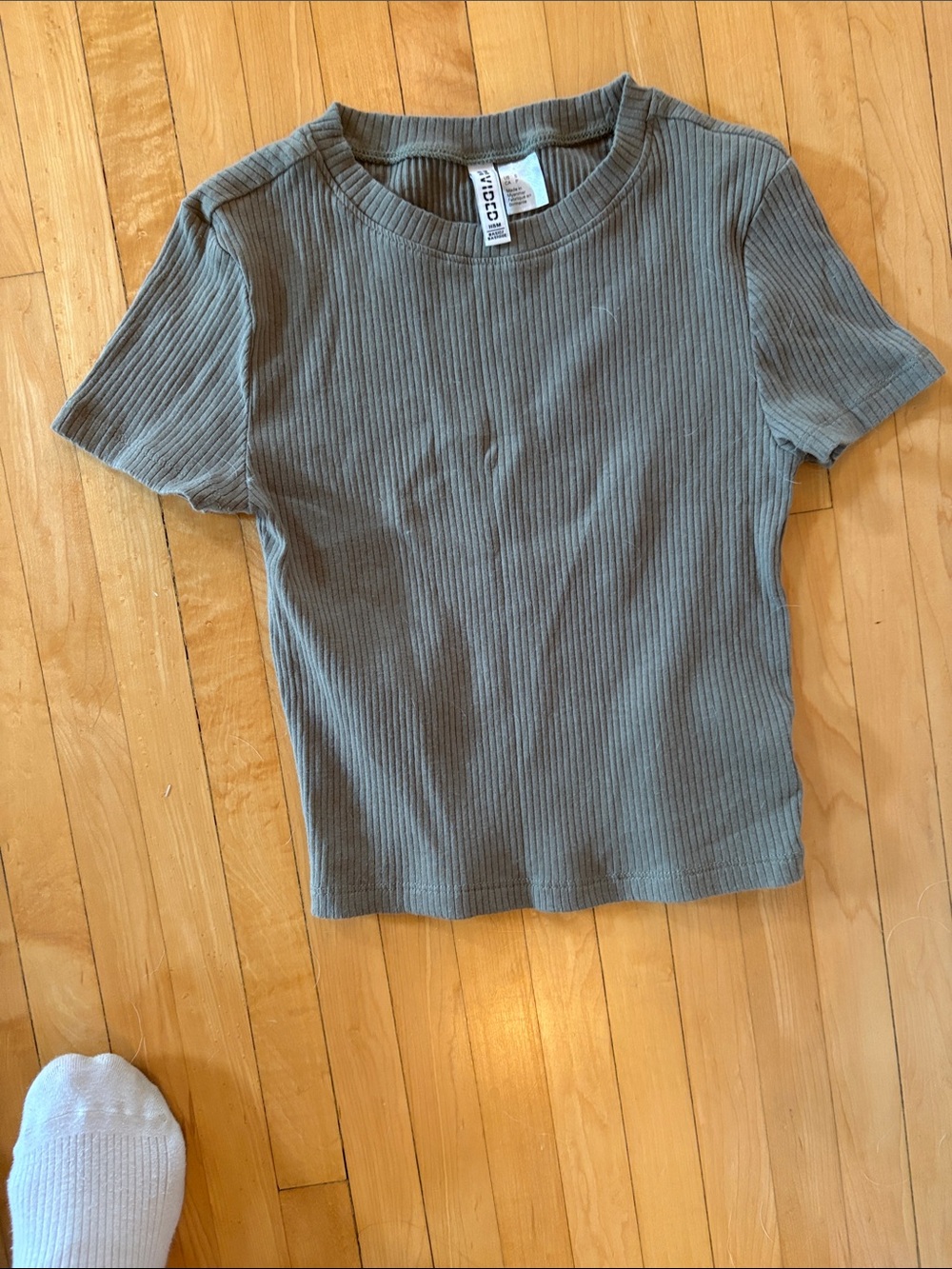 Ribbed Short Sleeve Top - Olive Green Divided